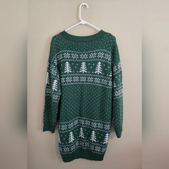 Women’s Green Winter Sweater Dress Size Large, New Without Tags - Picture 2 of 6